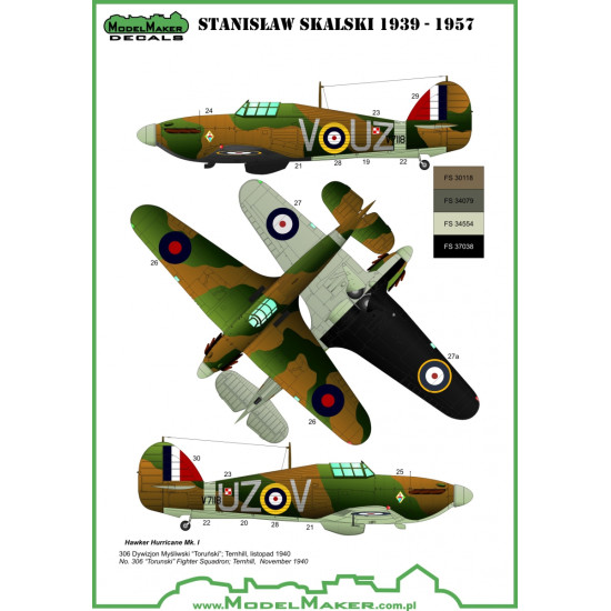 ModelMaker 1/72 D72057A Stanislaw Skalski planes Aircraft Decal ModelMaker 1/72 D72057A Stanislaw Skalski planes Aircraft Decal