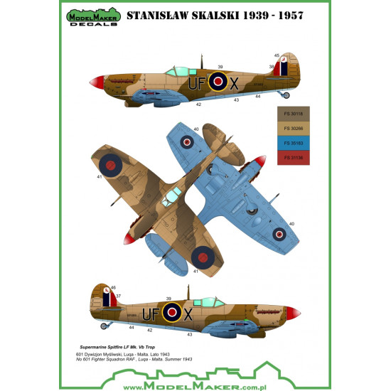 ModelMaker 1/72 D72057A Stanislaw Skalski planes Aircraft Decal ModelMaker 1/72 D72057A Stanislaw Skalski planes Aircraft Decal
