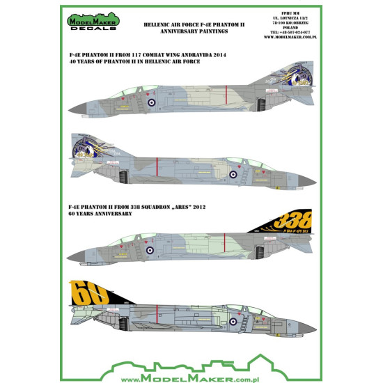 ModelMaker 1/72 D72058 Hellenic Air Force F-4E Phantom II Anniversary paintings ModelMaker 1/72 D72058 Hellenic Air Force F-4E Phantom II Anniversary paintings
