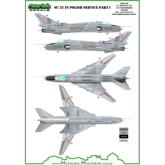 ModelMaker 1/72 D72063 Su-22 in Polish service part. I Aircraft Decal ModelMaker 1/72 D72063 Su-22 in Polish service part. I Aircraft Decal