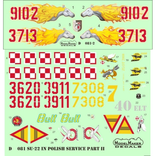 ModelMaker 1/72 D72081 Su-22 in Polish service part II 1/72 Aircraft Decal ModelMaker 1/72 D72081 Su-22 in Polish service part II 1/72 Aircraft Decal