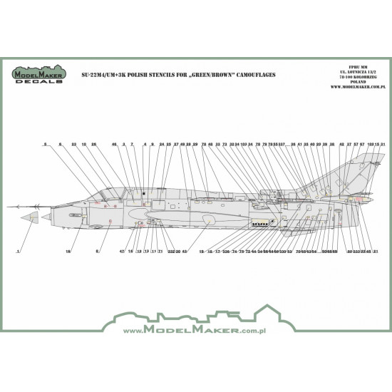 ModelMaker 1/72 D72083 Su-22M4/UM-3k Polish stencils Aircraft Decal