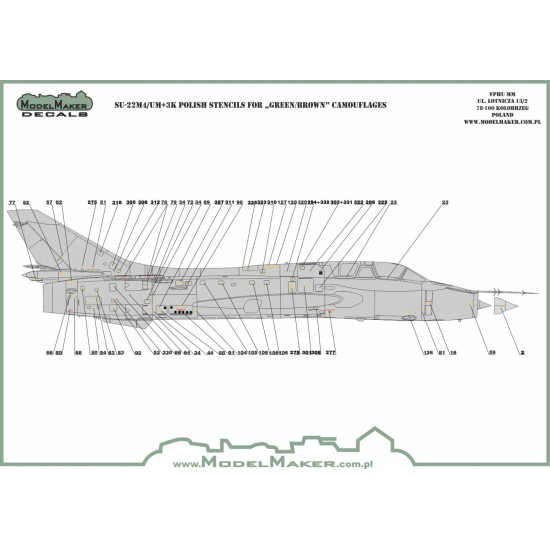 ModelMaker 1/72 D72083 Su-22M4/UM-3k Polish stencils Aircraft Decal