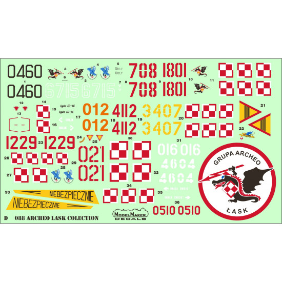 ModelMaker 1/72 D72088 Archeo Lask colection Aircraft Decal