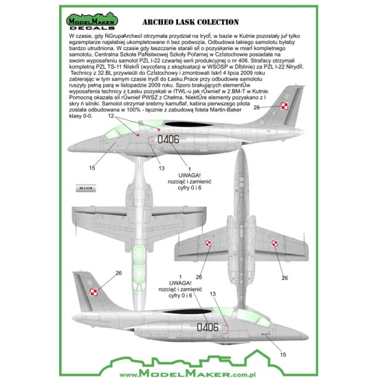 ModelMaker 1/72 D72088 Archeo Lask colection Aircraft Decal