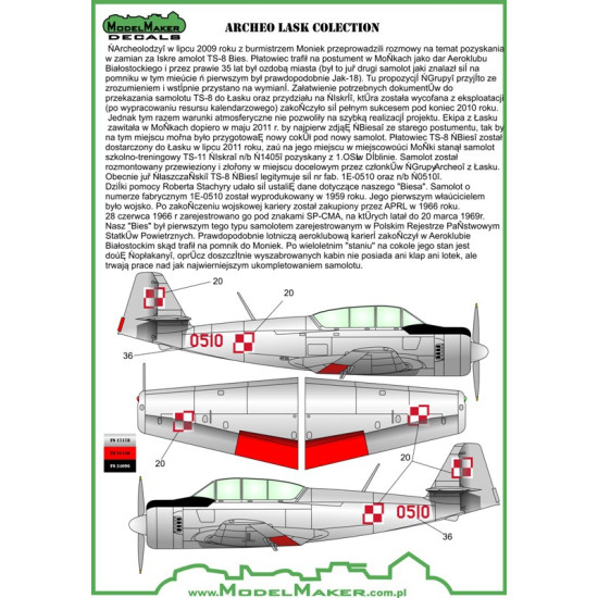 ModelMaker 1/72 D72088 Archeo Lask colection Aircraft Decal