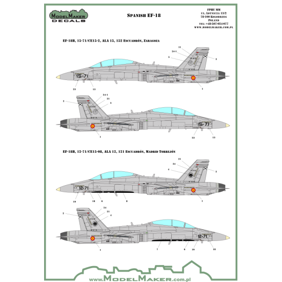 ModelMaker 1/72 D72089 F/A-18 Spain Standart Markings + Stencils Aircraft Decal ModelMaker 1/72 D72089 F/A-18 Spain Standart Markings + Stencils Aircraft Decal