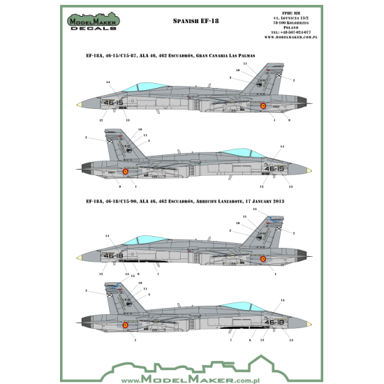 ModelMaker 1/72 D72089 F/A-18 Spain Standart Markings + Stencils Aircraft Decal ModelMaker 1/72 D72089 F/A-18 Spain Standart Markings + Stencils Aircraft Decal