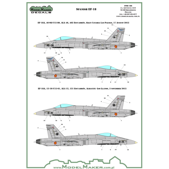 ModelMaker 1/72 D72089 F/A-18 Spain Standart Markings + Stencils Aircraft Decal ModelMaker 1/72 D72089 F/A-18 Spain Standart Markings + Stencils Aircraft Decal