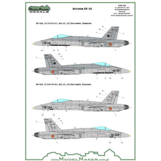 ModelMaker 1/72 D72089 F/A-18 Spain Standart Markings + Stencils Aircraft Decal ModelMaker 1/72 D72089 F/A-18 Spain Standart Markings + Stencils Aircraft Decal