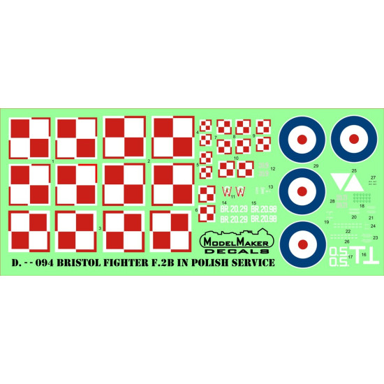 ModelMaker 1/72 D72094 Bristol Fighter F.2B in Polish service Aircraft Decal ModelMaker 1/72 D72094 Bristol Fighter F.2B in Polish service Aircraft Decal