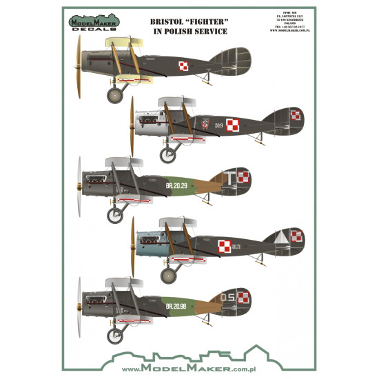 ModelMaker 1/72 D72094 Bristol Fighter F.2B in Polish service Aircraft Decal ModelMaker 1/72 D72094 Bristol Fighter F.2B in Polish service Aircraft Decal