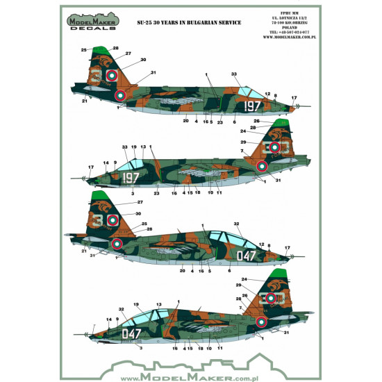 ModelMaker 1/72 D72103 Su-25 30 Years in Bulgarian service Aircraft Decal ModelMaker 1/72 D72103 Su-25 30 Years in Bulgarian service Aircraft Decal