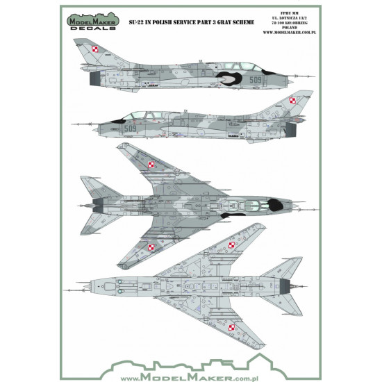 ModelMaker 1/72 D72108 Su-22 in Polish service part 3 gray scheme Aircraft Decal ModelMaker 1/72 D72108 Su-22 in Polish service part 3 gray scheme Aircraft Decal
