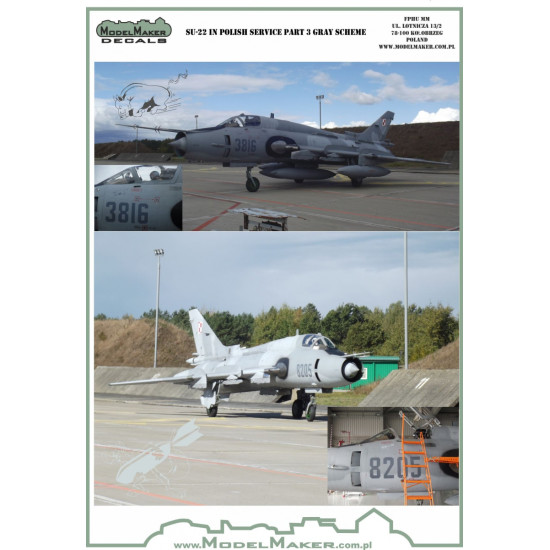 ModelMaker 1/72 D72108 Su-22 in Polish service part 3 gray scheme Aircraft Decal ModelMaker 1/72 D72108 Su-22 in Polish service part 3 gray scheme Aircraft Decal