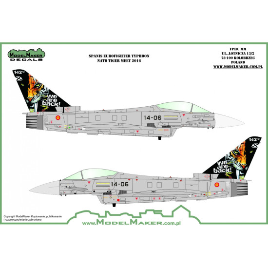 ModelMaker 1/72 D72112 SpanishTyphoons - stencils and insignias Aircraft Decal ModelMaker 1/72 D72112 SpanishTyphoons - stencils and insignias Aircraft Decal