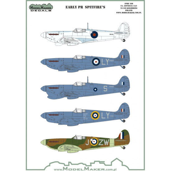 ModelMaker 1/72 D72132 Early PR Spitfires Aircraft Decal