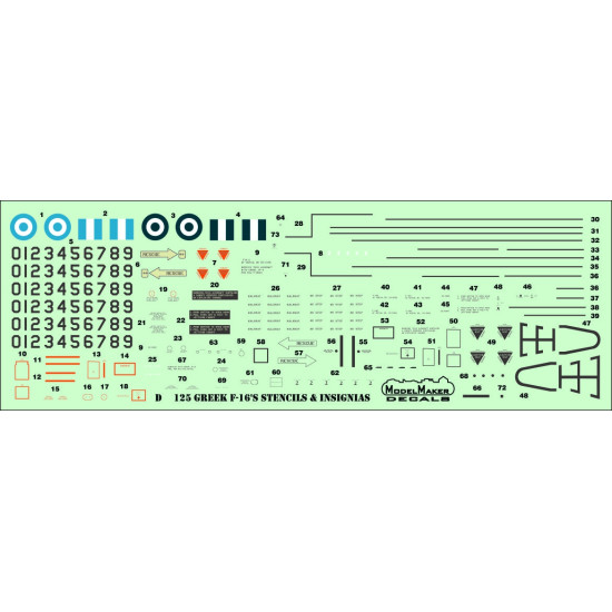 ModelMaker 1/72 D72137 Hellenic Air Force F-16's Squadrons Aircraft Decal