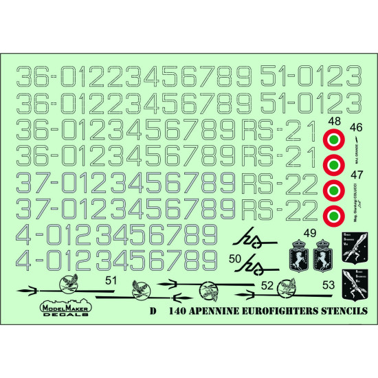 ModelMaker 1/72 D72140 Apennine Eurofighters generic set Aircraft Decal ModelMaker 1/72 D72140 Apennine Eurofighters generic set Aircraft Decal