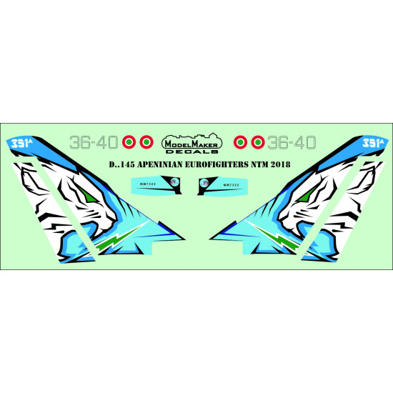 ModelMaker 1/72 D72145 Apeninian Eurofighters NTM 2018 Aircraft Decal ModelMaker 1/72 D72145 Apeninian Eurofighters NTM 2018 Aircraft Decal