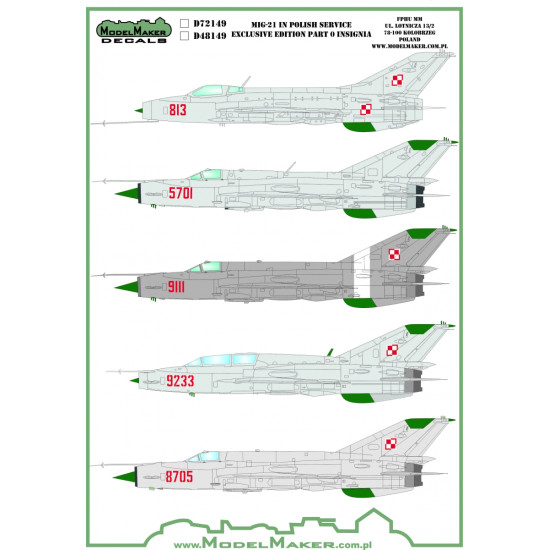 ModelMaker 1/72 D72149 MiG-21 in Polish service exclusive part 0 Insignia Decal ModelMaker 1/72 D72149 MiG-21 in Polish service exclusive part 0 Insignia Decal
