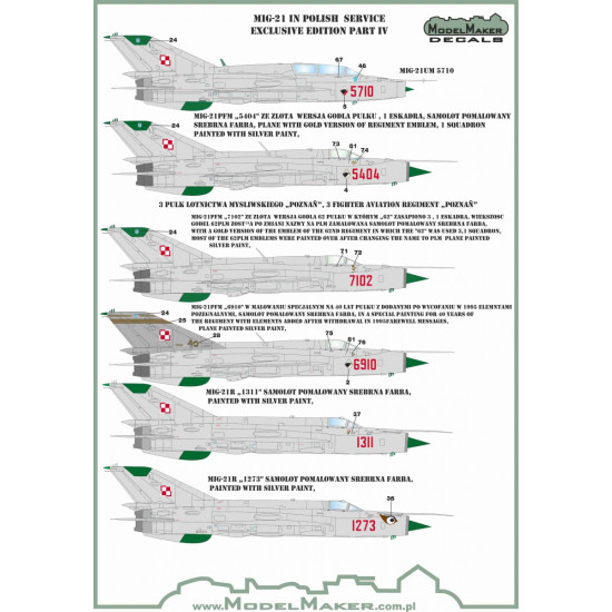 ModelMaker 1/72 D72153 MiG-21 in Polish service exclusive edition part IV Decal ModelMaker 1/72 D72153 MiG-21 in Polish service exclusive edition part IV Decal