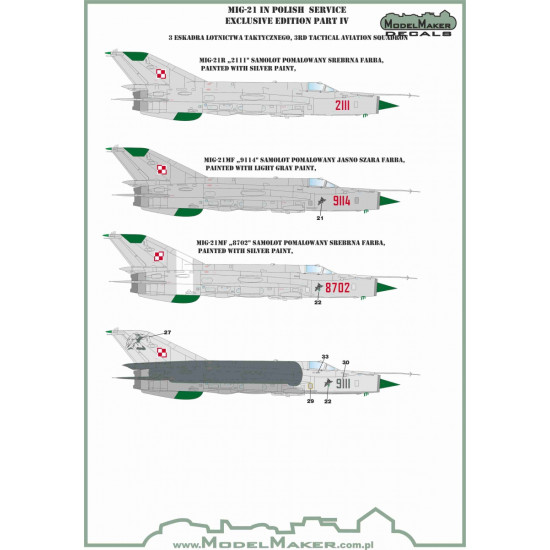 ModelMaker 1/72 D72153 MiG-21 in Polish service exclusive edition part IV Decal ModelMaker 1/72 D72153 MiG-21 in Polish service exclusive edition part IV Decal