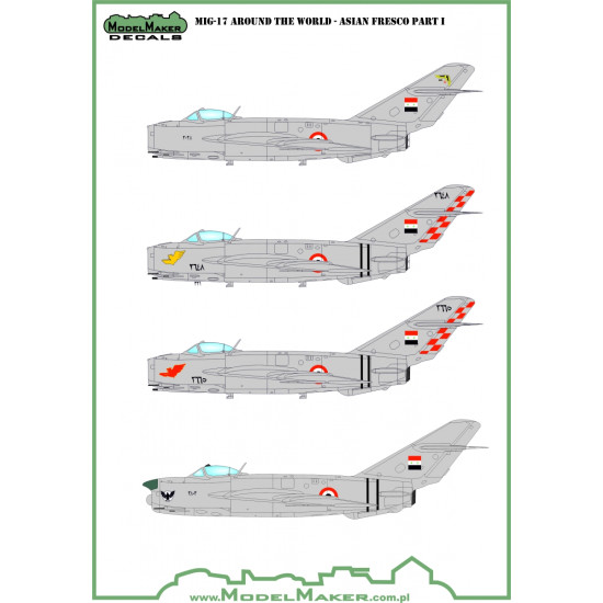 ModelMaker 1/72 D72155 MiG-17 Around the world - Asian Fresco Part I Decal ModelMaker 1/72 D72155 MiG-17 Around the world - Asian Fresco Part I Decal