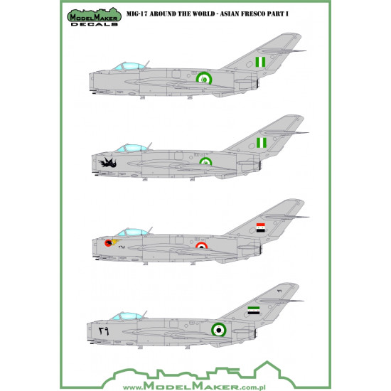ModelMaker 1/72 D72155 MiG-17 Around the world - Asian Fresco Part I Decal ModelMaker 1/72 D72155 MiG-17 Around the world - Asian Fresco Part I Decal