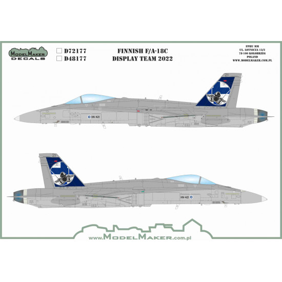 ModelMaker 1/72 D72177 Finnish F/A-18C Display Team 2022 Aircraft Decal