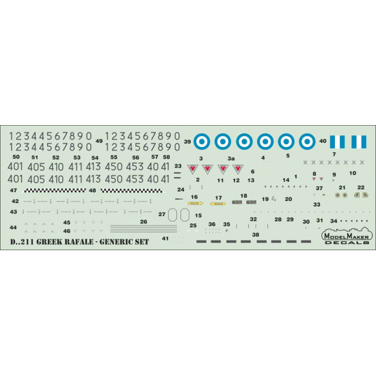 ModelMaker 1/72 D72211 Greek Rafale - generic set Aircraft Decal ModelMaker 1/72 D72211 Greek Rafale - generic set Aircraft Decal