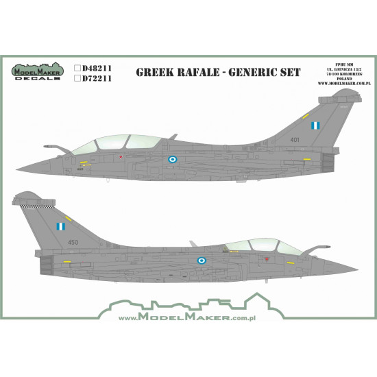 ModelMaker 1/72 D72211 Greek Rafale - generic set Aircraft Decal ModelMaker 1/72 D72211 Greek Rafale - generic set Aircraft Decal