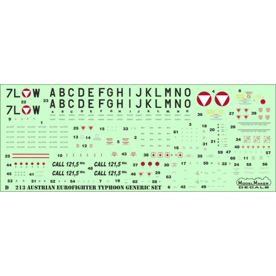 ModelMaker 1/72 D72213 Austrian Eurofighter Typhoon generic set Aircraft Decal
