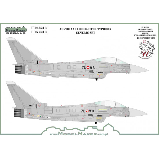 ModelMaker 1/72 D72213 Austrian Eurofighter Typhoon generic set Aircraft Decal