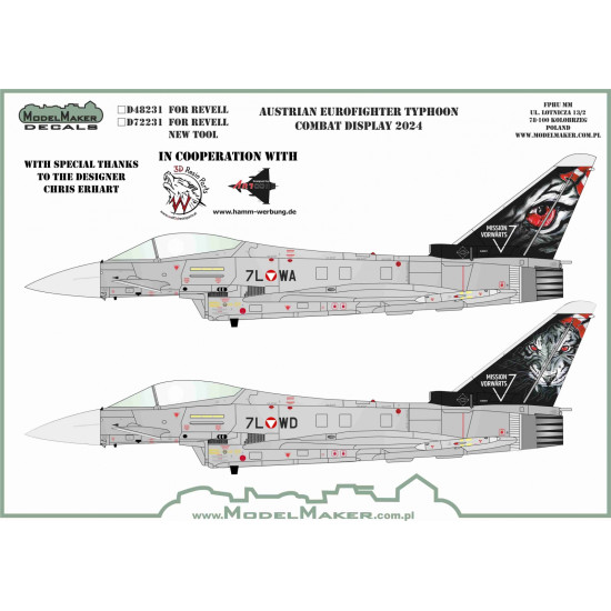 ModelMaker 1/72 D72231 Austrian Eurofighter Typhoon Combat Display 2024 Decal
