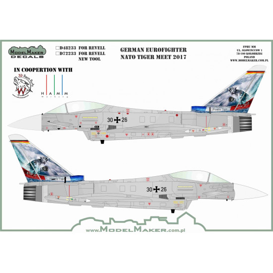 ModelMaker 1/72 D72233 German Eurofighter NATO Tiger Meet 2017 Aircraft Decal ModelMaker 1/72 D72233 German Eurofighter NATO Tiger Meet 2017 Aircraft Decal