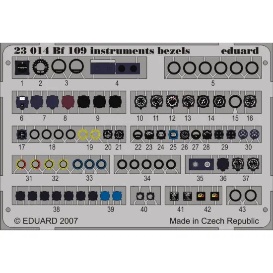 Eduard 23014 1/24 Bf 109 instrument bezels Photo-Etched for Aircraft Photo etched set