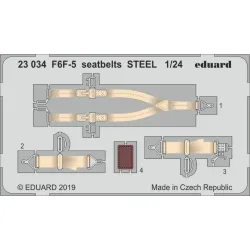 Eduard 23034 1/24 F6F-5 seatbelts STEEL Photo-Etched for Aircraft Photo etched set
