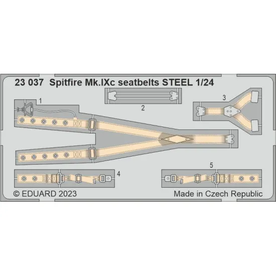 Eduard 23037 1/24 Spitfire Mk.IXc seatbelts STEEL Photo-Etched for Aircraft Photo etched set