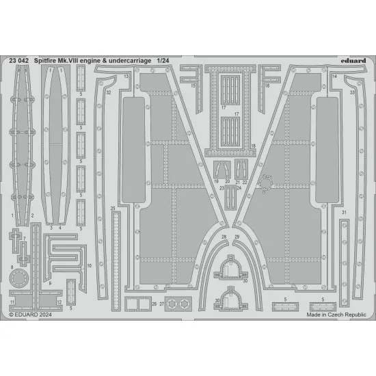 Eduard 23042 1/24 Spitfire Mk.VIII Engine And Undercarriage AIRFIX Photo-Etched for Aircraft