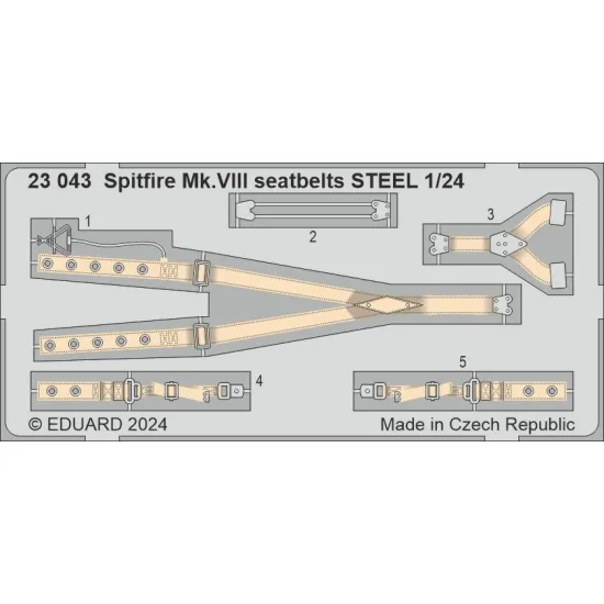 Eduard 23043 1/24 Spitfire Mk.VIII Seatbelts STEEL AIRFIX Photo-Etched for Aircraft