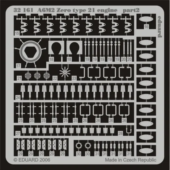 Eduard 32161 1/32 A6M2 Zero type 21 engine Photo-Etched for Aircraft Photo etched set