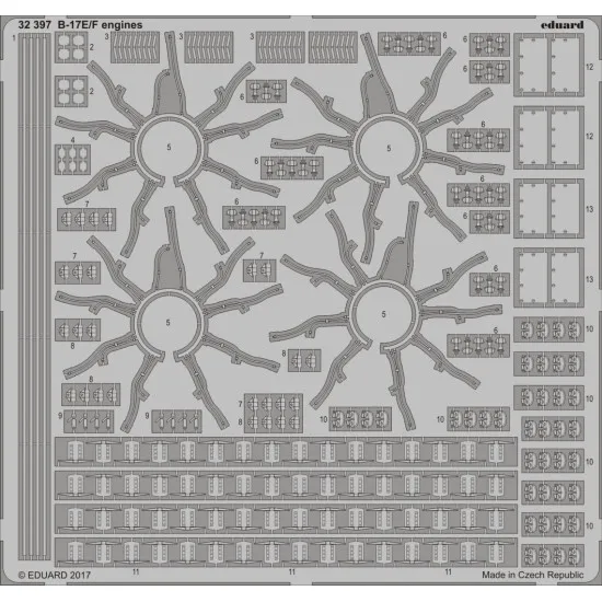 Eduard 32397 1/32 B-17E/F engines Photo-Etched for Aircraft Photo etched set