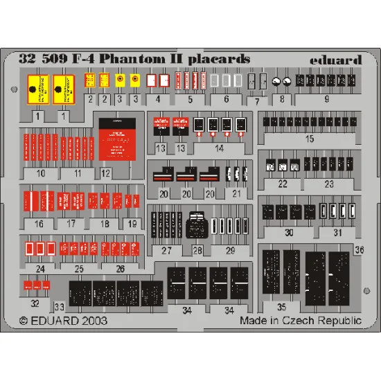 Eduard 32509 1/32 F-4 placards Photo-Etched for Aircraft Photo etched set
