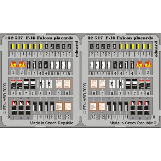 Eduard 32517 1/32 F-16 placards Photo-Etched for Aircraft Photo etched set