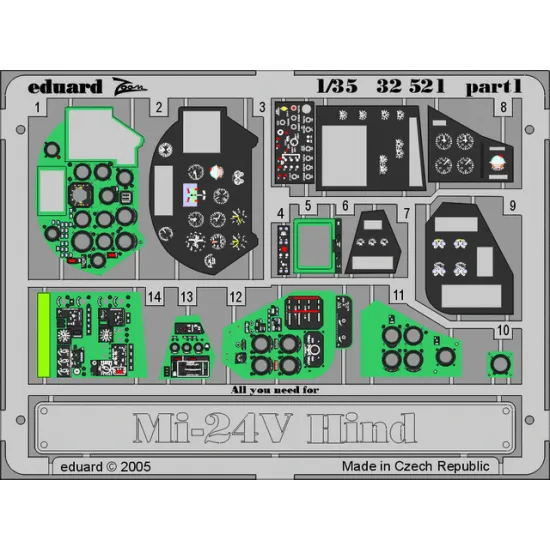 Eduard 32521 1/35 Mi-24V Hind interior Photo-Etched for Aircraft Photo etched set