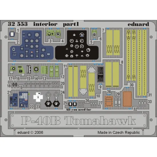 Eduard 32553 1/32 P-40B interior Photo-Etched for Aircraft Photo etched set