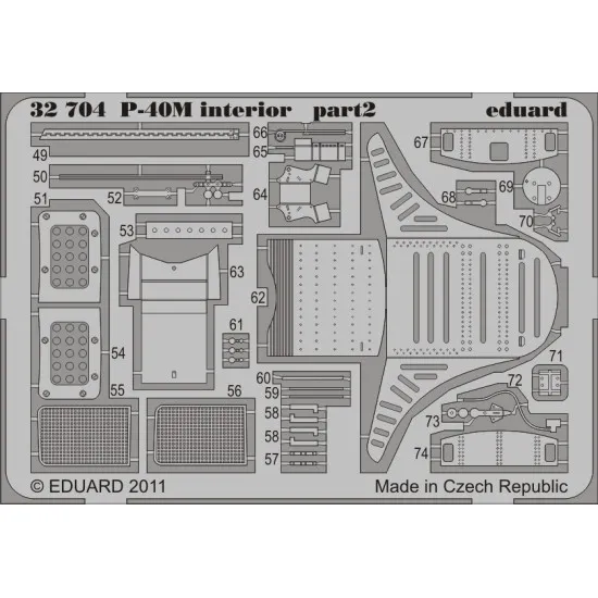 Eduard 32704 1/32 P-40M interior S.A. HASEGAWA Photo-Etched for Aircraft Photo etched set