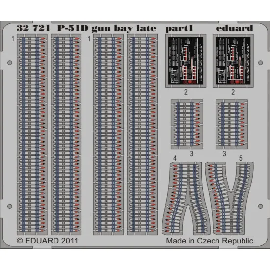 Eduard 32721 1/32 P-51D gun bay late Photo-Etched for Aircraft Photo etched set