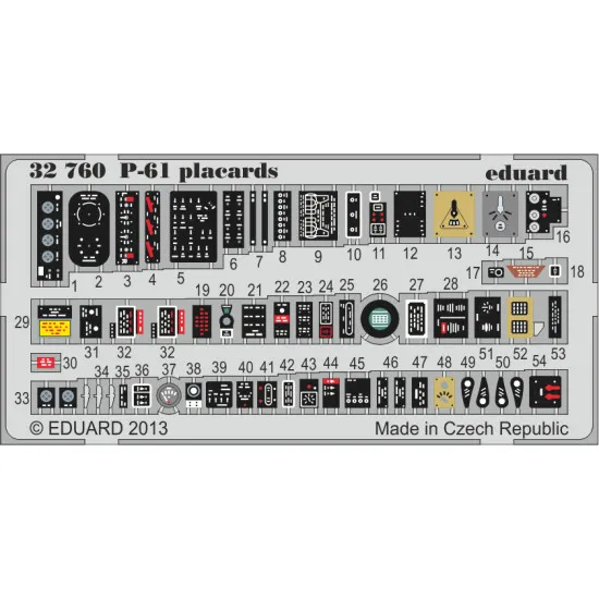 Eduard 32760 1/32 P-61 placards Photo-Etched for Aircraft Photo etched set